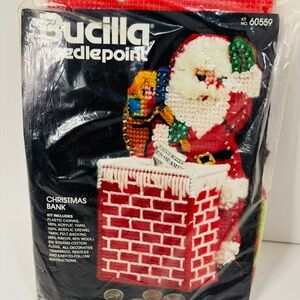 Vintage Bucilla Needlepoint Christmas Bank Kit